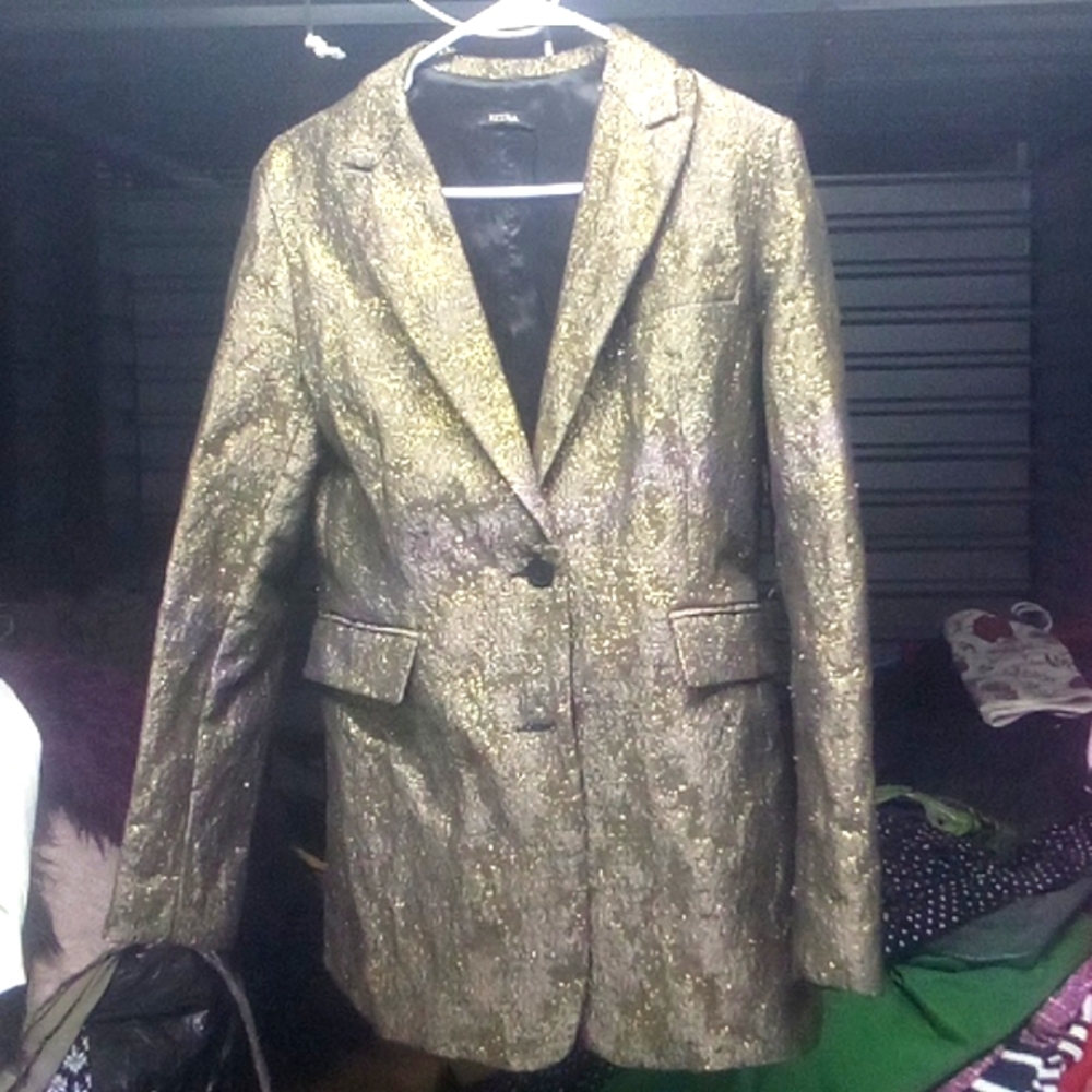 Xetra Double Breasted Suit Jacket, Metallic, Size 42 Women's, Pre Owned, Unused